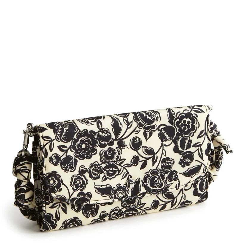 Vera Bradley Crossbody, Bubbly Flowers Black in Nylon twill