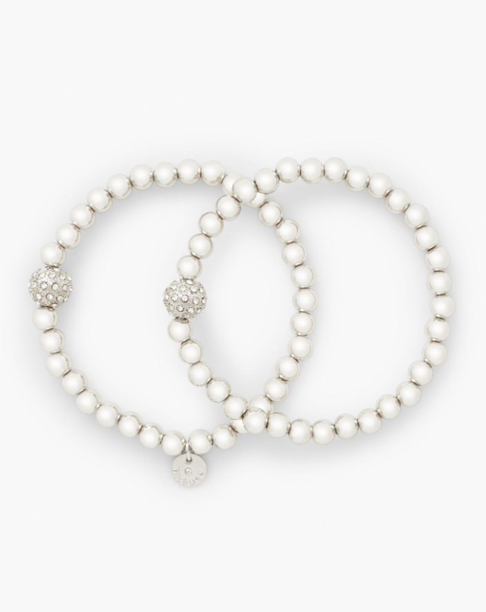 TALBOTS CLASSIC SILVER-TONE STRETCH BRACELET SET