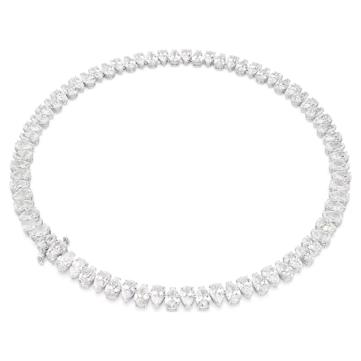 Swarovski Matrix Tennis necklace Pear cut, White, Rhodium plated