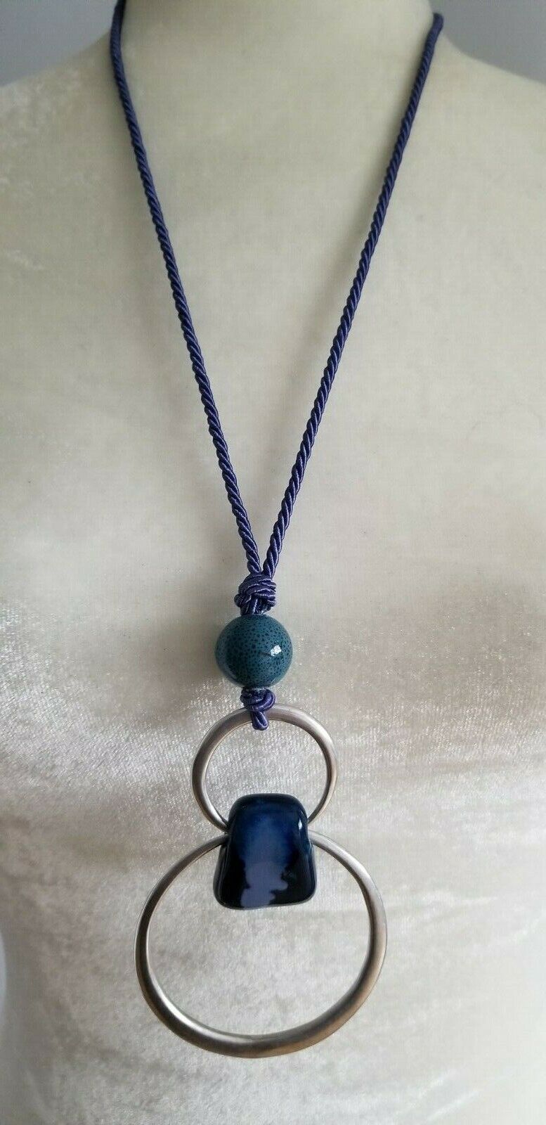 CHICO'S BLUE CONVERTIBLE GEOMETRIC PENDANT NECKLACE