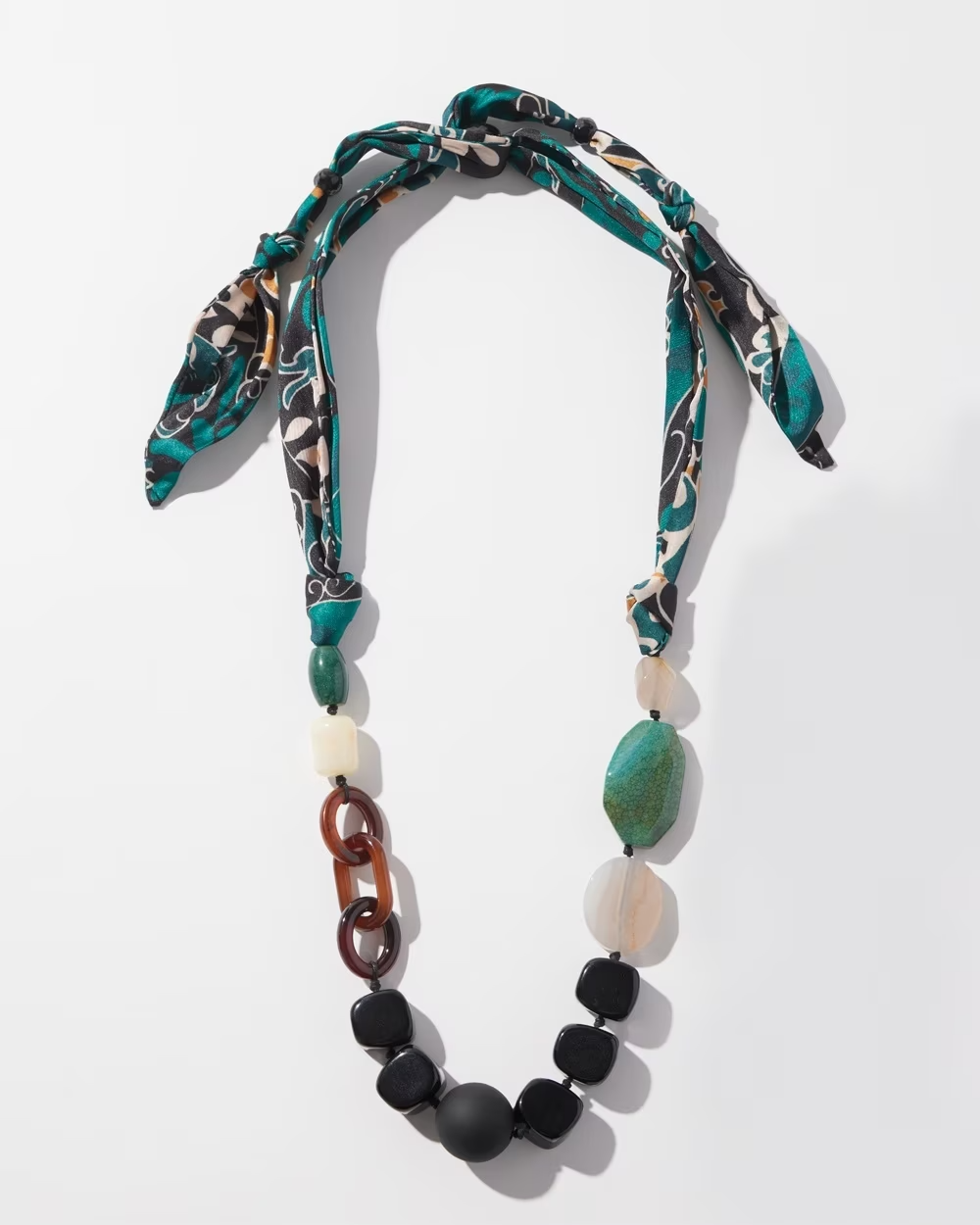 CHICO' S ADJUSTABLE BEADED SCARF NECKLACE