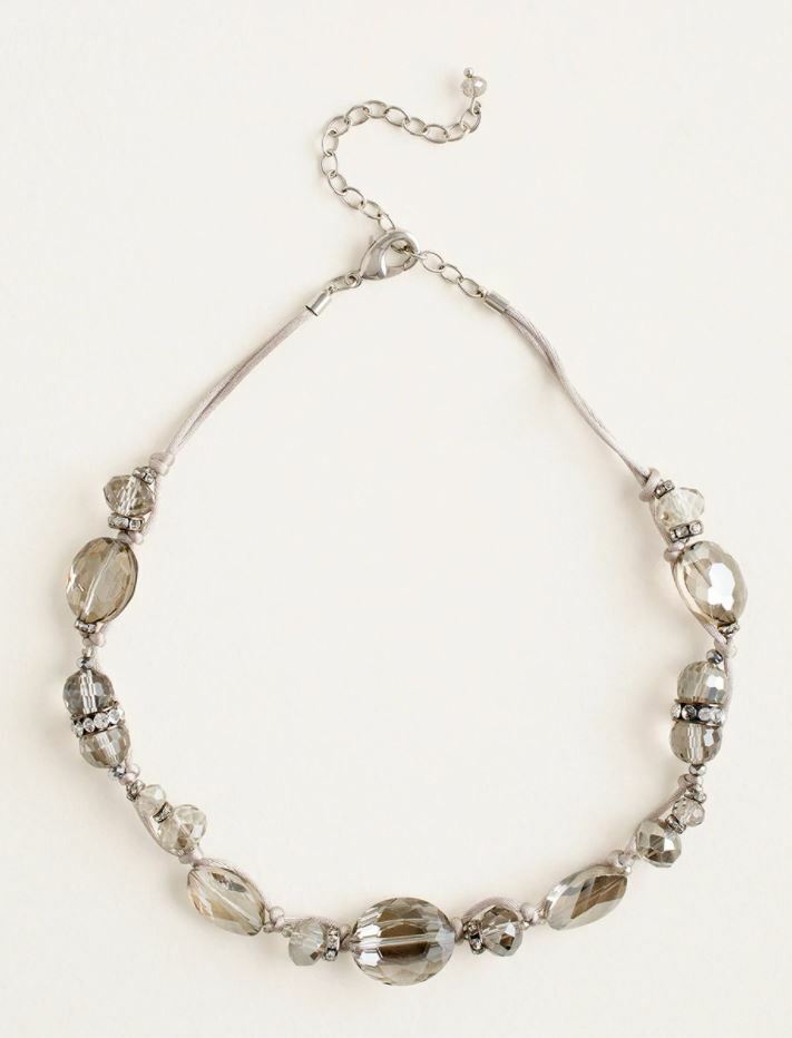 CHICO'S SILVERTONE BEADED SINGLE-STRAND NECKLACE