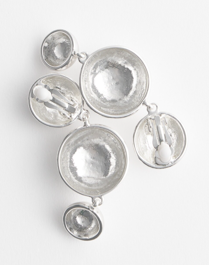CHICO'S SILVER DROP CLIP-ON EARRINGS