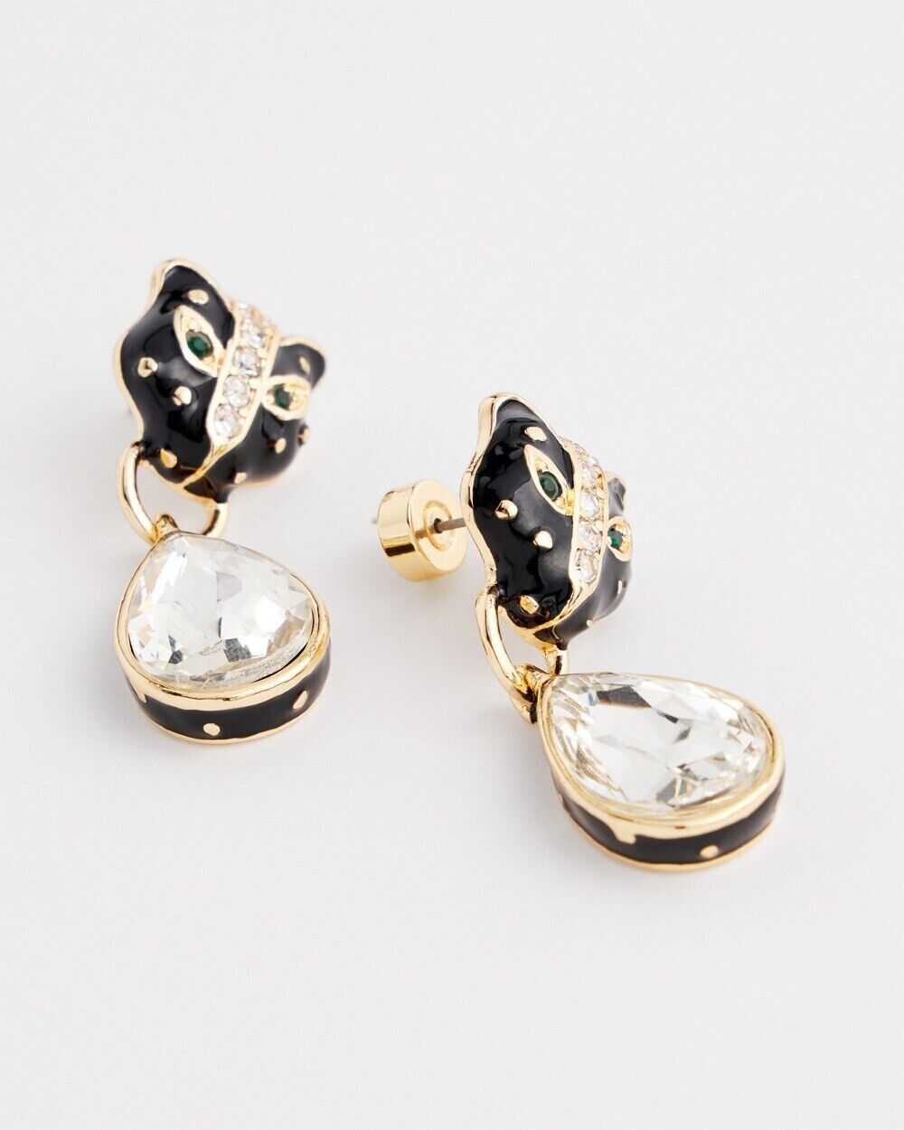 CHICO'S NO DROOP JAGUAR EMBELLISHED DROP EARRINGS