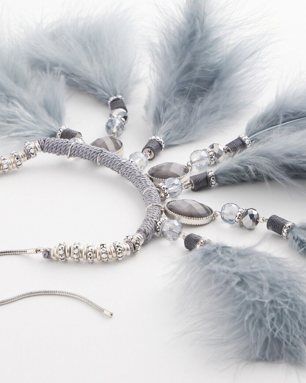 CHICO'S FEATHERED EMBELLISHED COLLAR NECKLACE