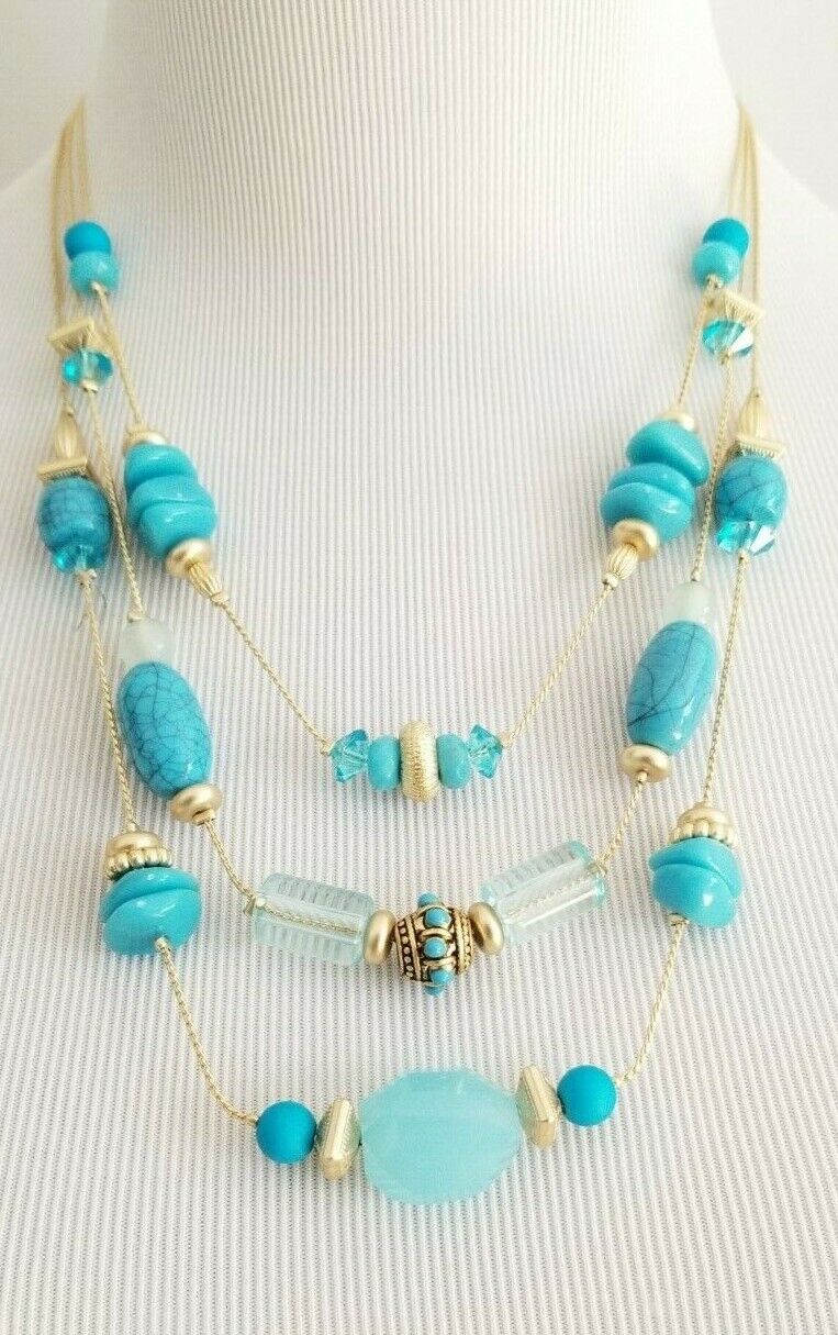 CHICO'S TURQUOISE-HUED ILLUSION NECKLACE