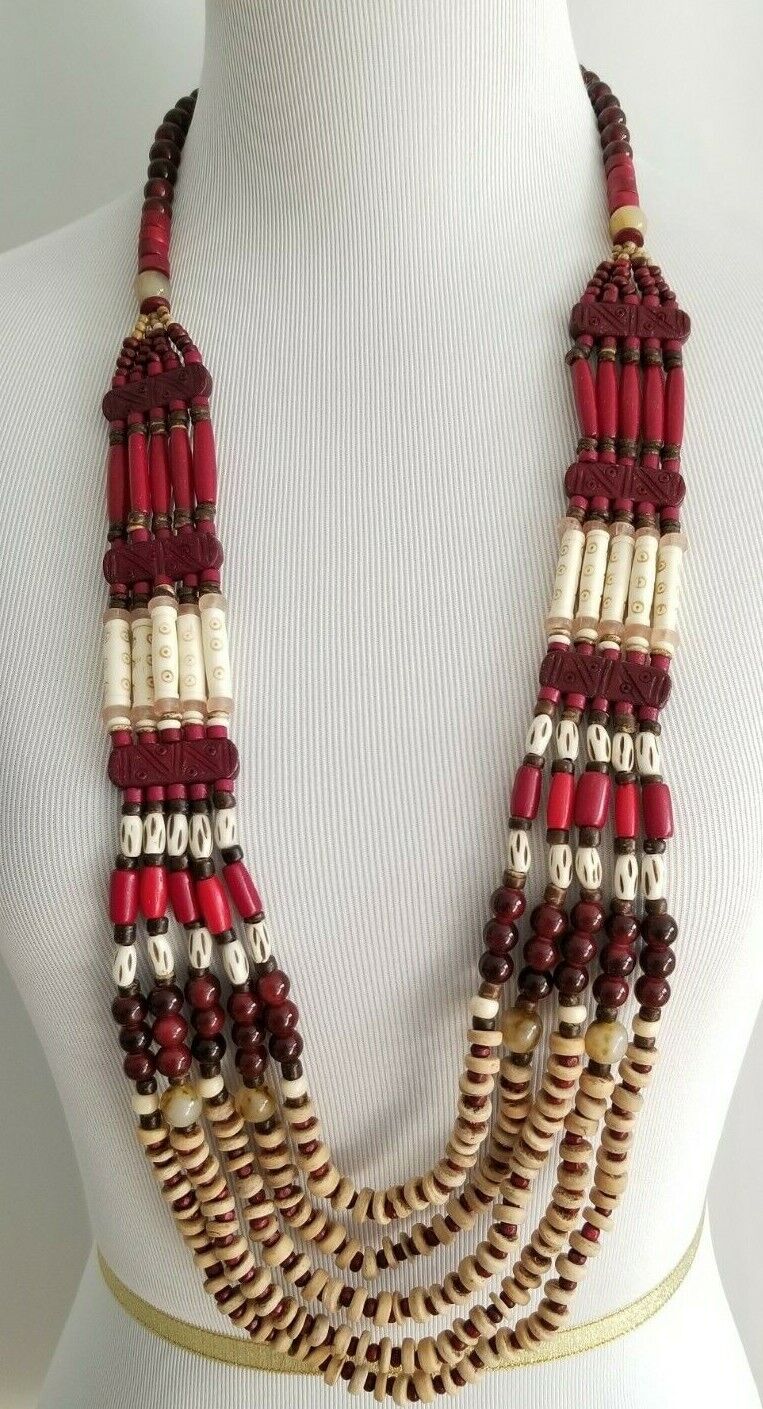 CHICO'S CHERRY-COLORED BIB NECKLACE
