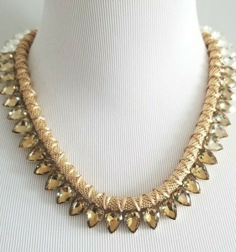 CHICO'S GOLDTONE AND RHINESTONE BIB NECKLACE
