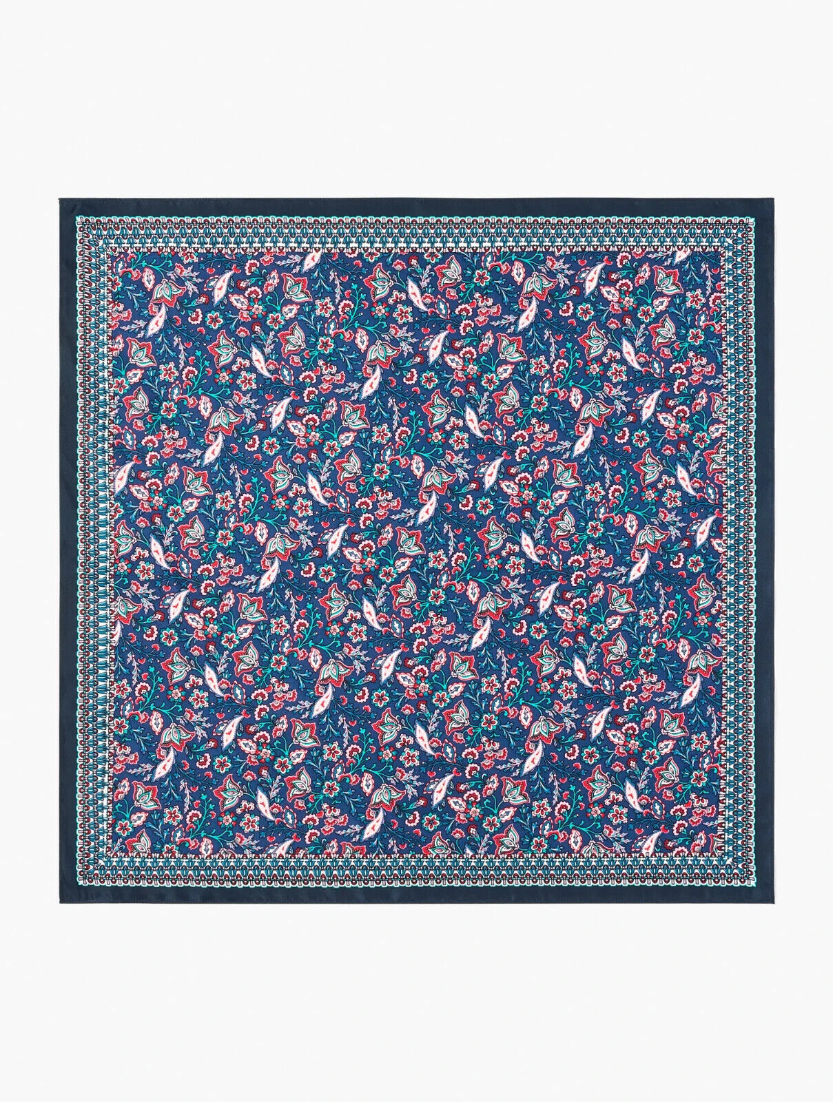 TALBOTS CHEERFUL FLORAL BORDER NECKERCHIEF SCARF