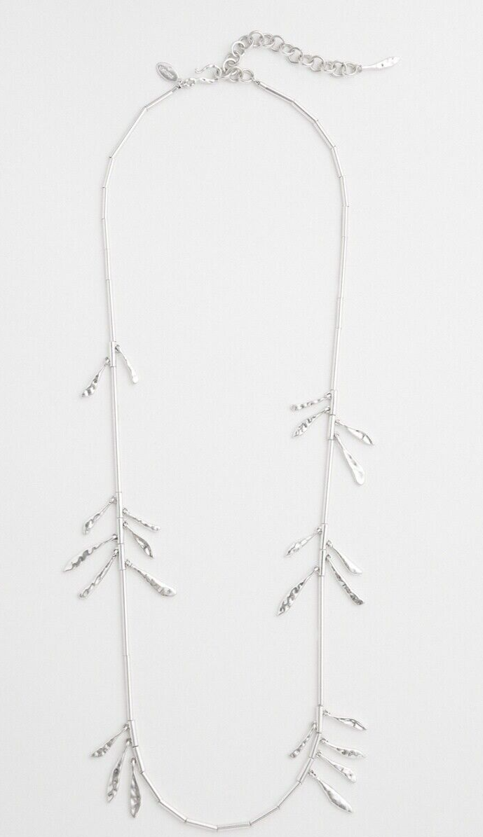 CHICO'S SILVER TONE LEAF NECKLACE