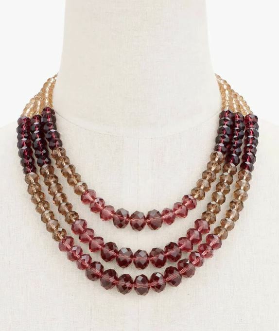 TALBOTS THREE STRAND BEADED NECKLACE