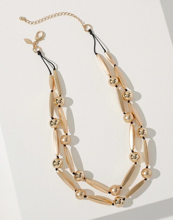 CHICO'S GOLD MULTI-STRAND SHORT NECKLACE