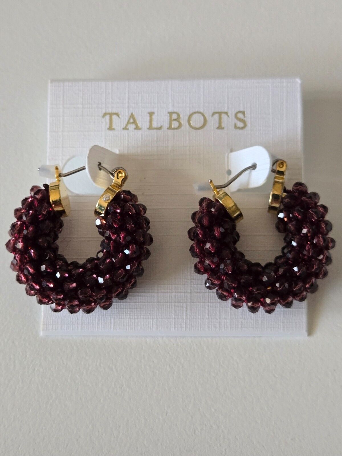 TALBOTS FACET BEAD CLUSTER HOOP EARRINGS