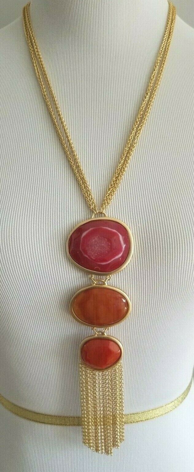 CHICO'S WARM-TONE TRIPLE-PENDANT NECKLACE