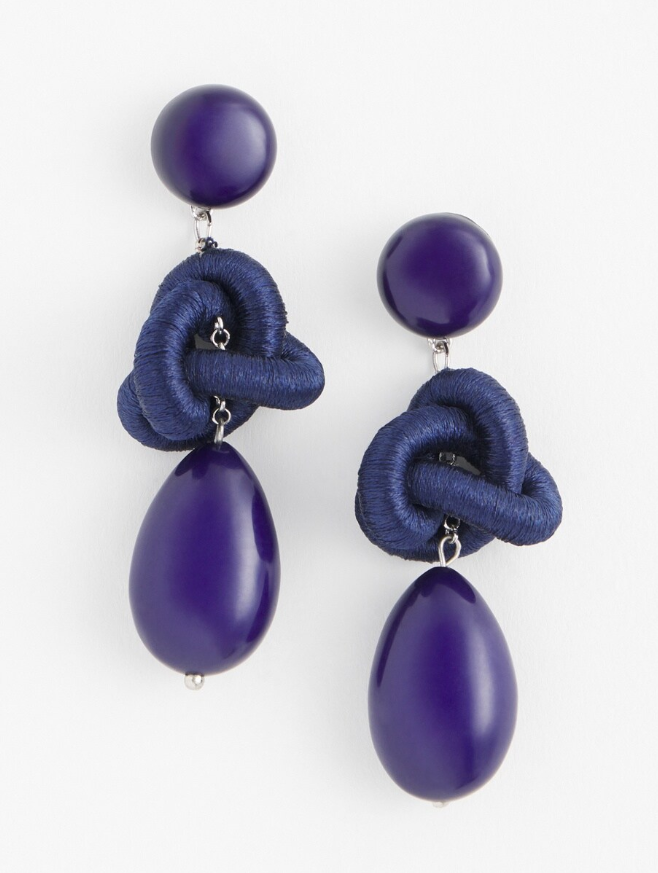 CHICO'S NAVY TEARDROP EARRINGS