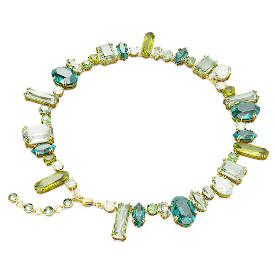 Swarovski Crystal Gema Necklace, Mixed Cuts, Green, Gold-Tone Plated 5657388