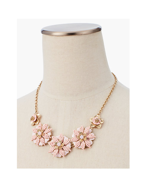TALBOTS Tropical Blossoms Statement Necklace