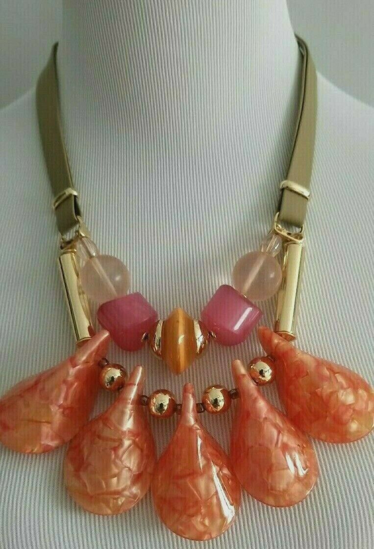 CHICO'S FIERY GOLD-TONE BIB NECKLACE