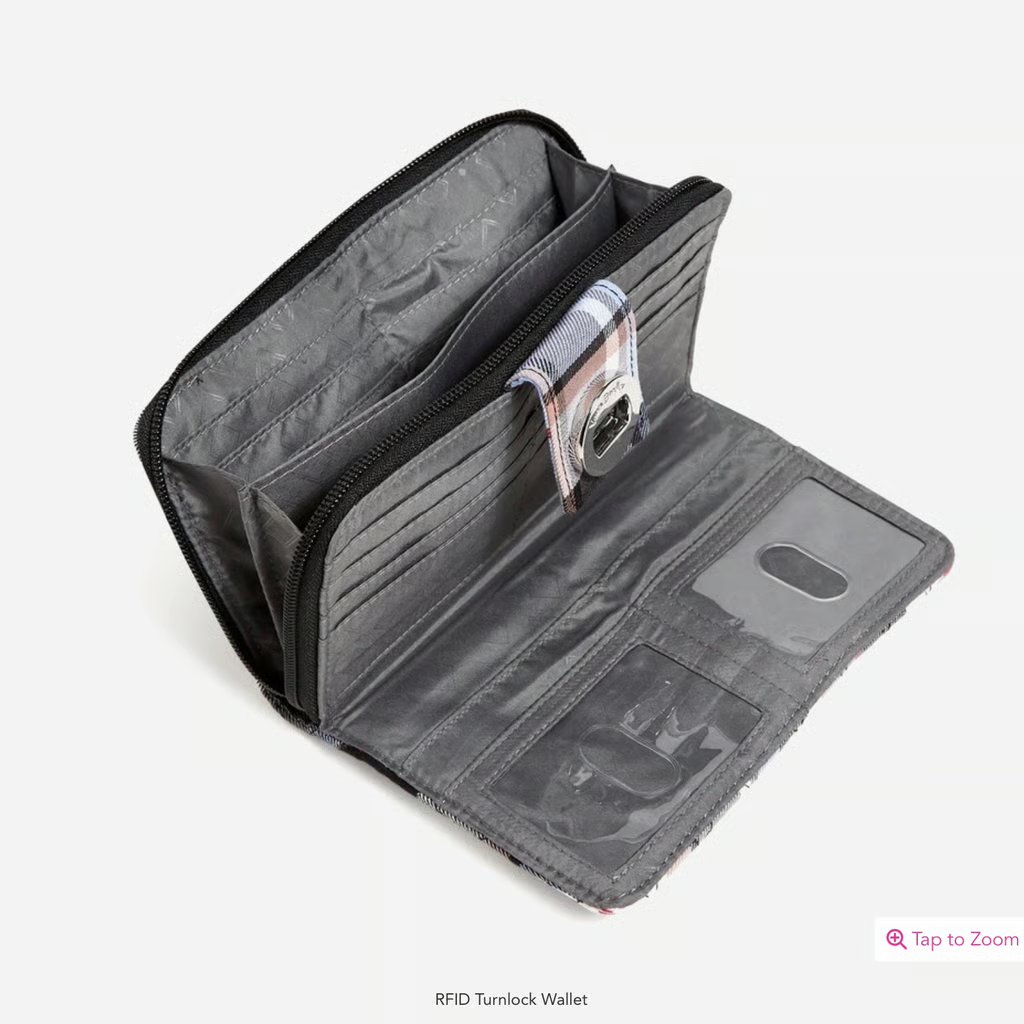 Vera Bradley RFID Turnlock Wallet, Plaid Wallet