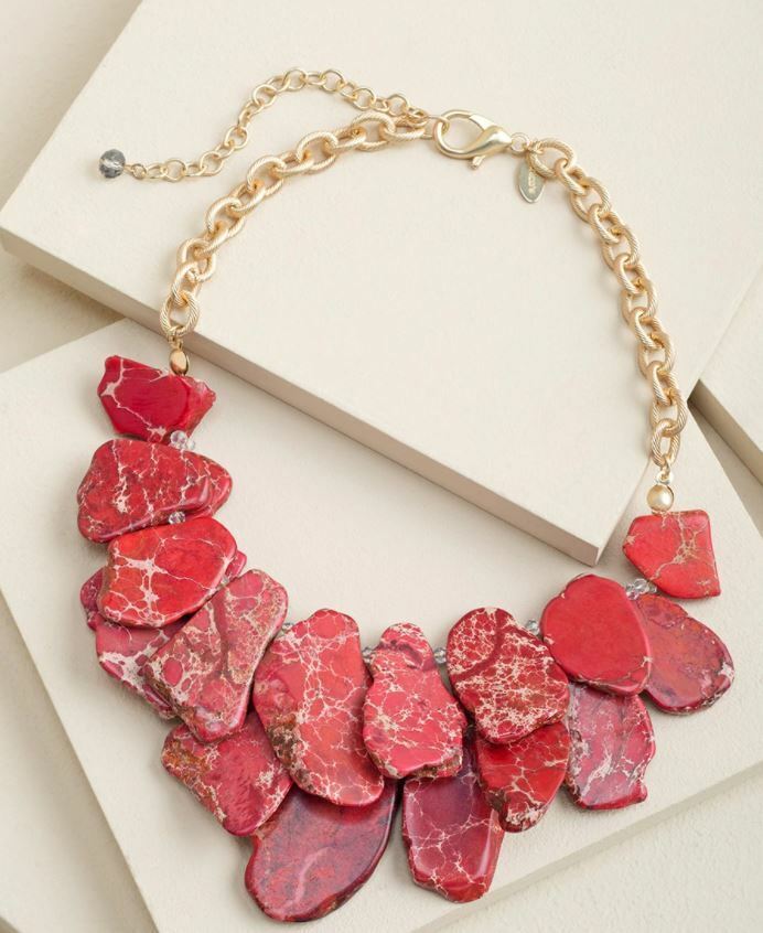 CHICO'S RED-DYED GENUINE VARSCIATITE NECKLACE