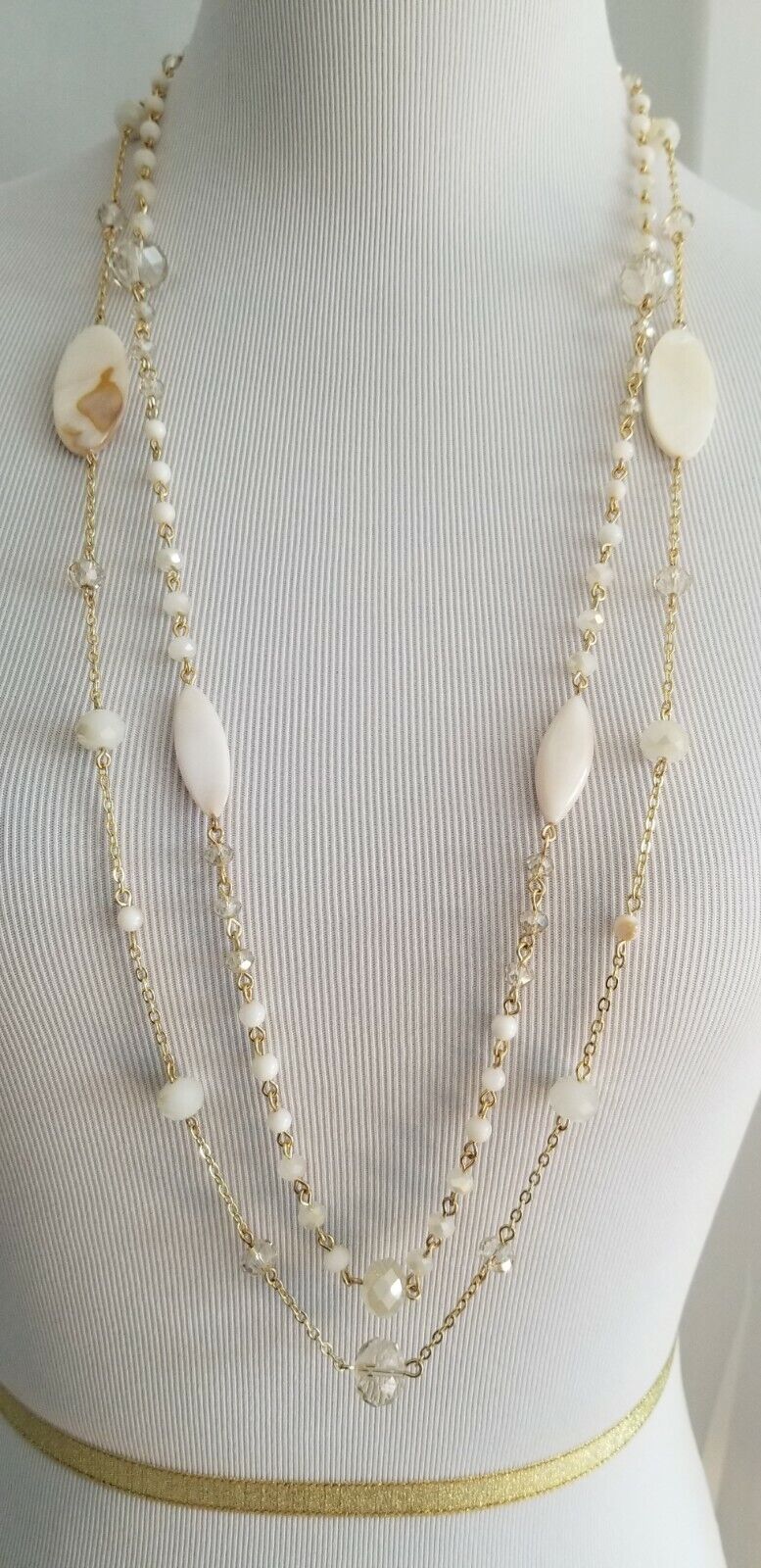 TALBOTS TWO STRAND BEADED MOTHER OF PEARL NECKLACE
