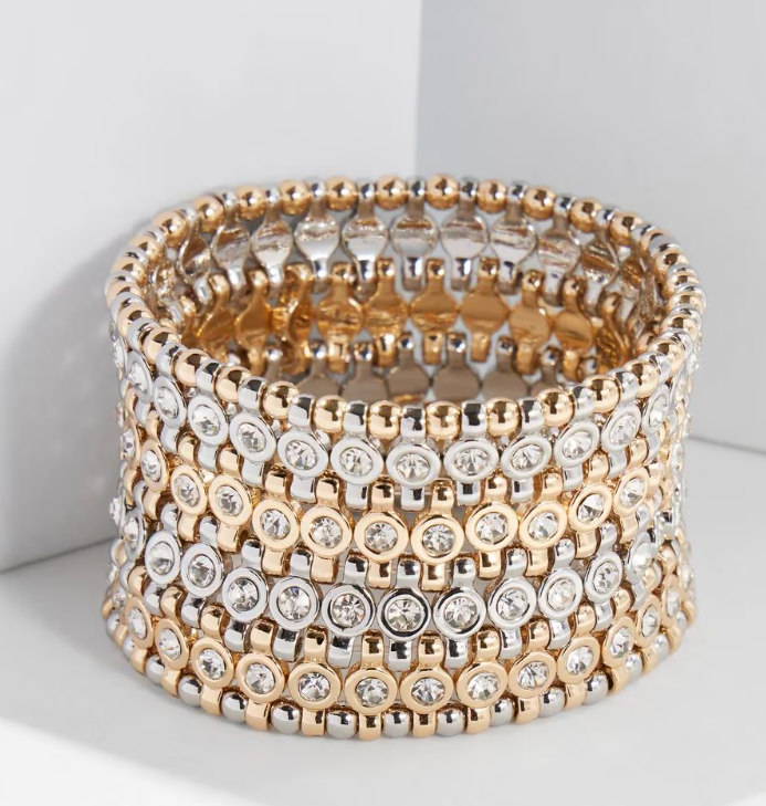 WHITE HOUSE BLACK MARKET PAVE ACCENT WIDE STRETCH BRACELET