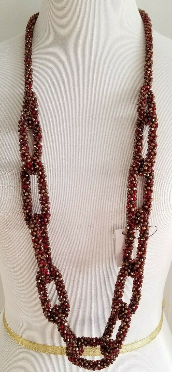 CHICO'S LONG RED LUMI SINGLE-STRAND NECKLACE