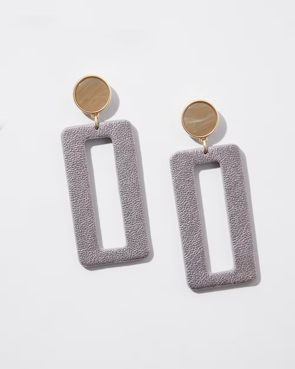 CHICO'S RECTANGLE DROP HOOP EARRINGS