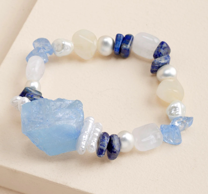 CHICO'S BLUE AND WHITE BEADED BRACELET