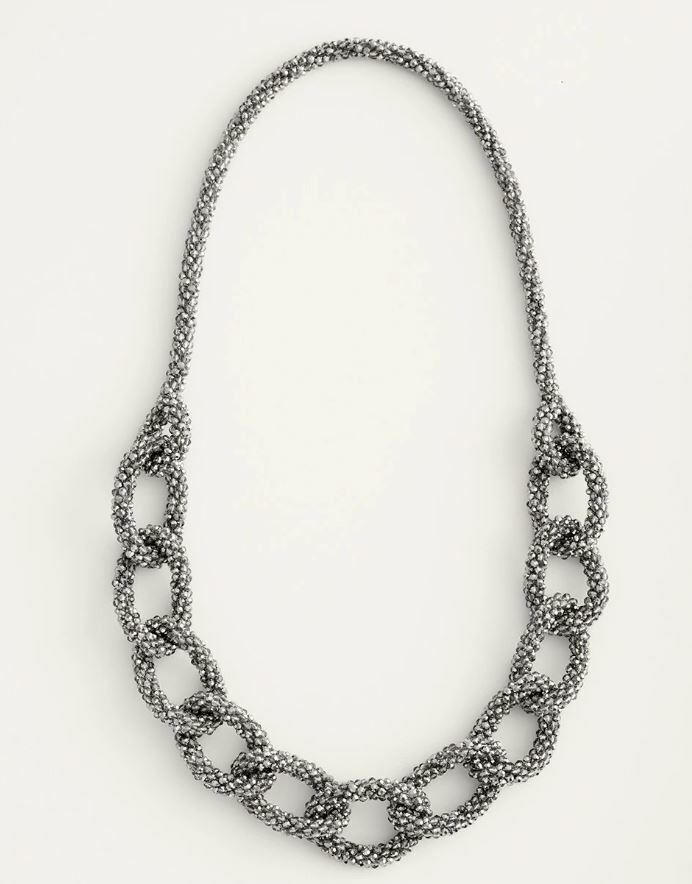 CHICO'S LONG SILVERTONE LUMI SINGLE-STRAND NECKLACE