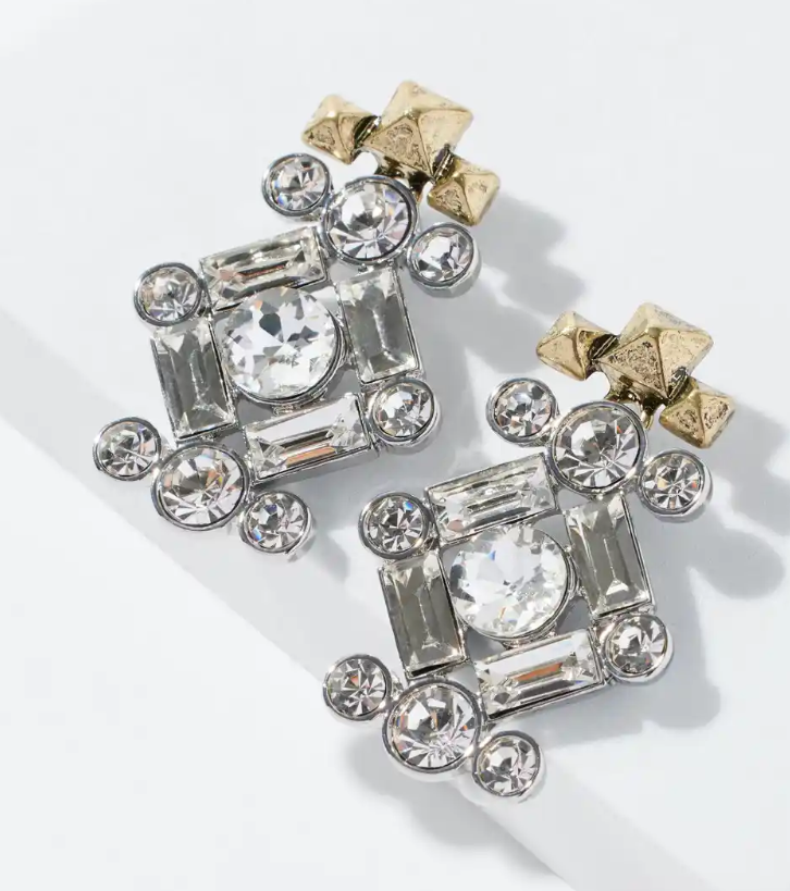 White House Black Market Brass Crystal statement Earrings