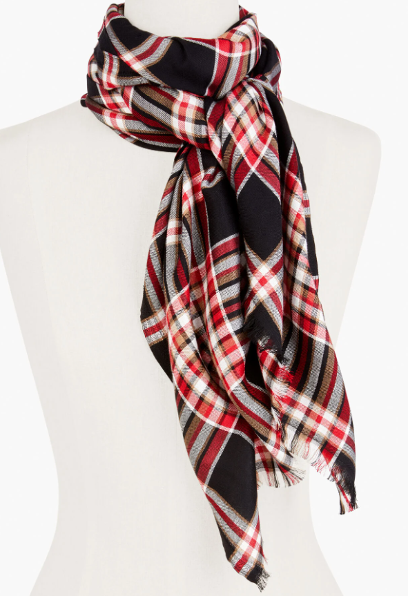 TALBOTS CHESTNUT PLAID OBLONG SCARF