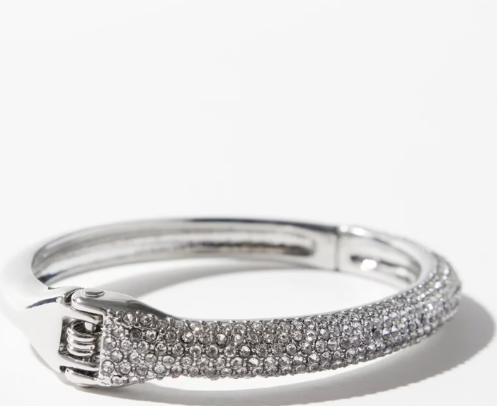 WHITE HOUSE BLACK MARKET SILVER ENCRUSTED BANGLE BRACELET