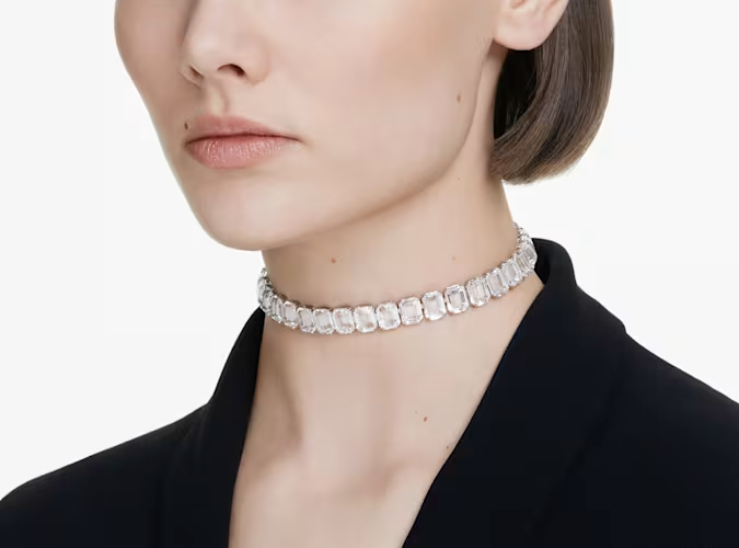 Swarovski Millenia choker Octagon cut, White, Rhodium plated
