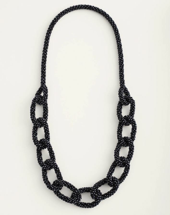 CHICO'S LONG BLACK LUMI SINGLE-STRAND NECKLACE