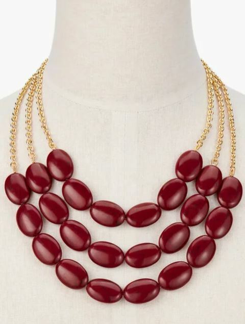 TALBOTS TRIPLE-STRAND STONE NECKLACE