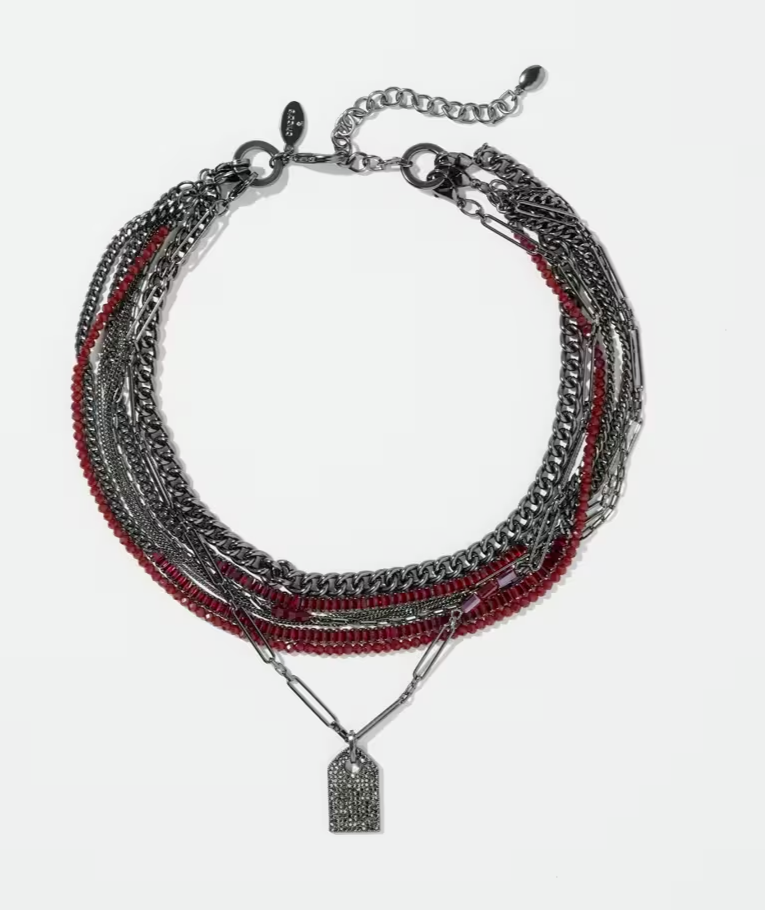 CHICO' S RED MULTISTRAND NECKLACE