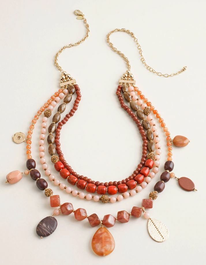 CHICO'S CINNAMON-HUED MULTI-STRAND NECKLACE