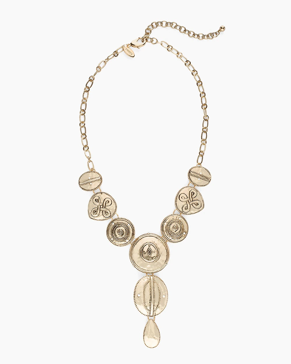 CHICO'S GOLD-TONE ARTISAN BIB NECKLACE