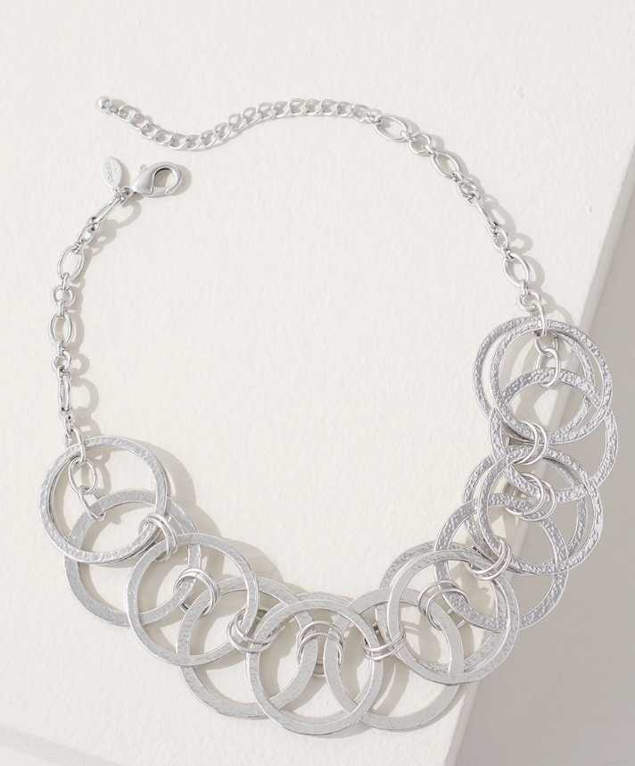 CHICO'S SILVER TONE BIB NECKLACE
