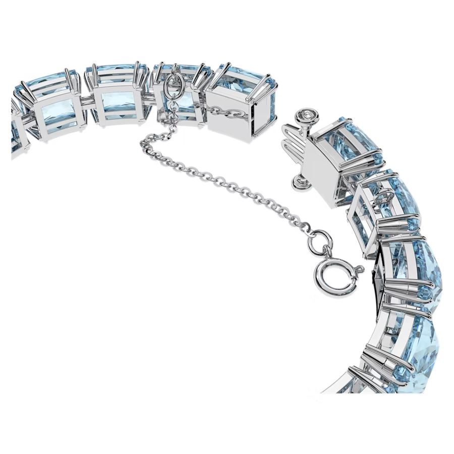 Swarovski Millenia bracelet Square cut, Medium, Blue, Rhodium plated