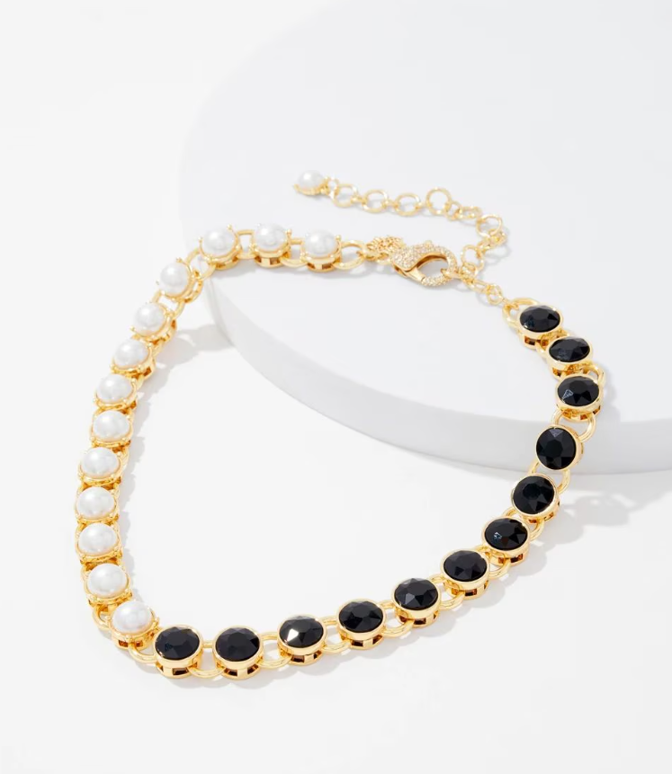 WHITE HOUSE BLACK MARKET GOLD BLACK PEARL SHORT NECKLACE