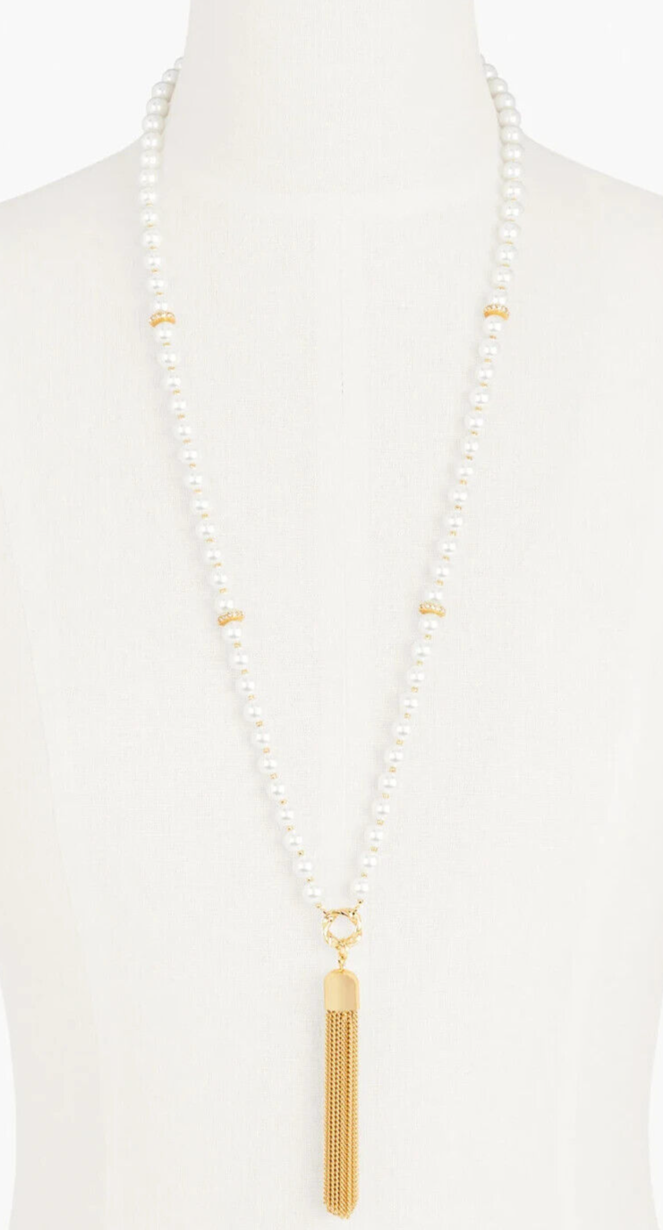 TALBOTS TASSEL PEARL NECKLACE