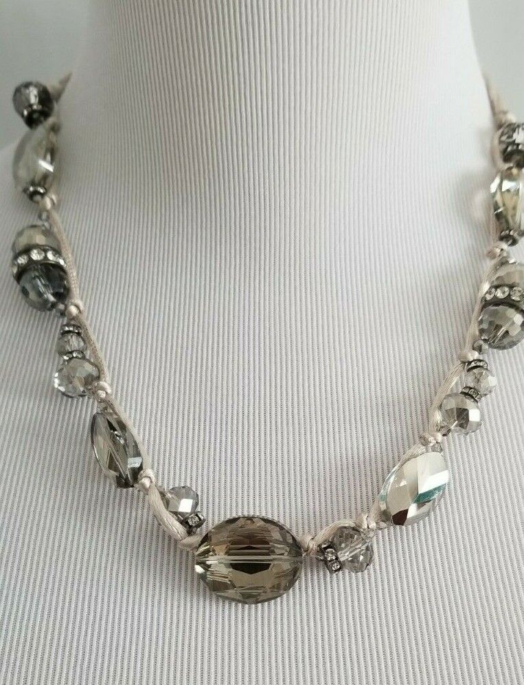 CHICO'S SILVERTONE BEADED SINGLE-STRAND NECKLACE