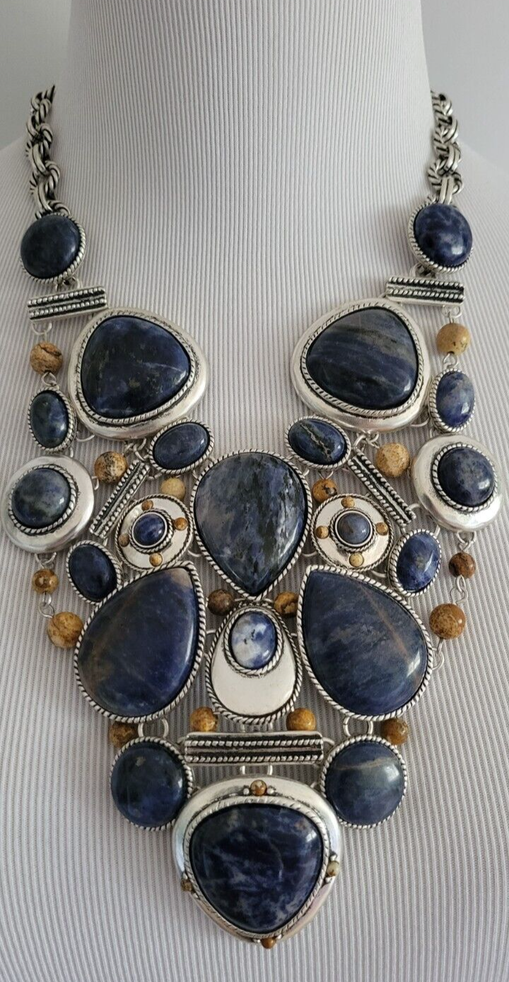 CHICO'S SODALITE STONE BIB NECKLACE