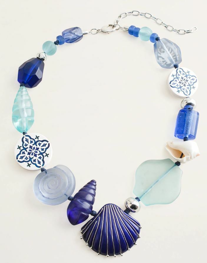 CHICO'S COBALT AND AQUA BIB NECKLACE