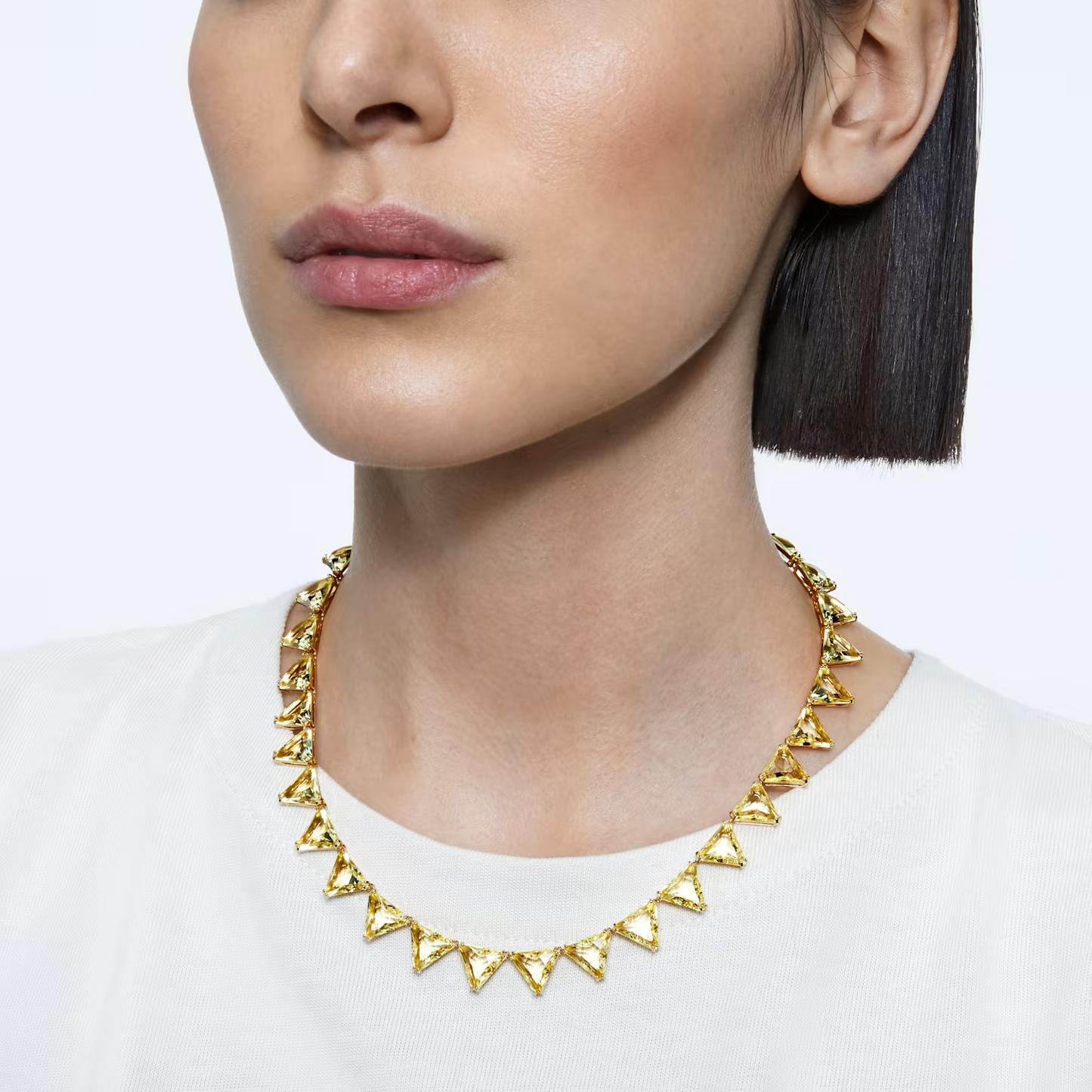 SWAROVSKI Ortyx necklace Triangle cut, Yellow, Gold-tone plated