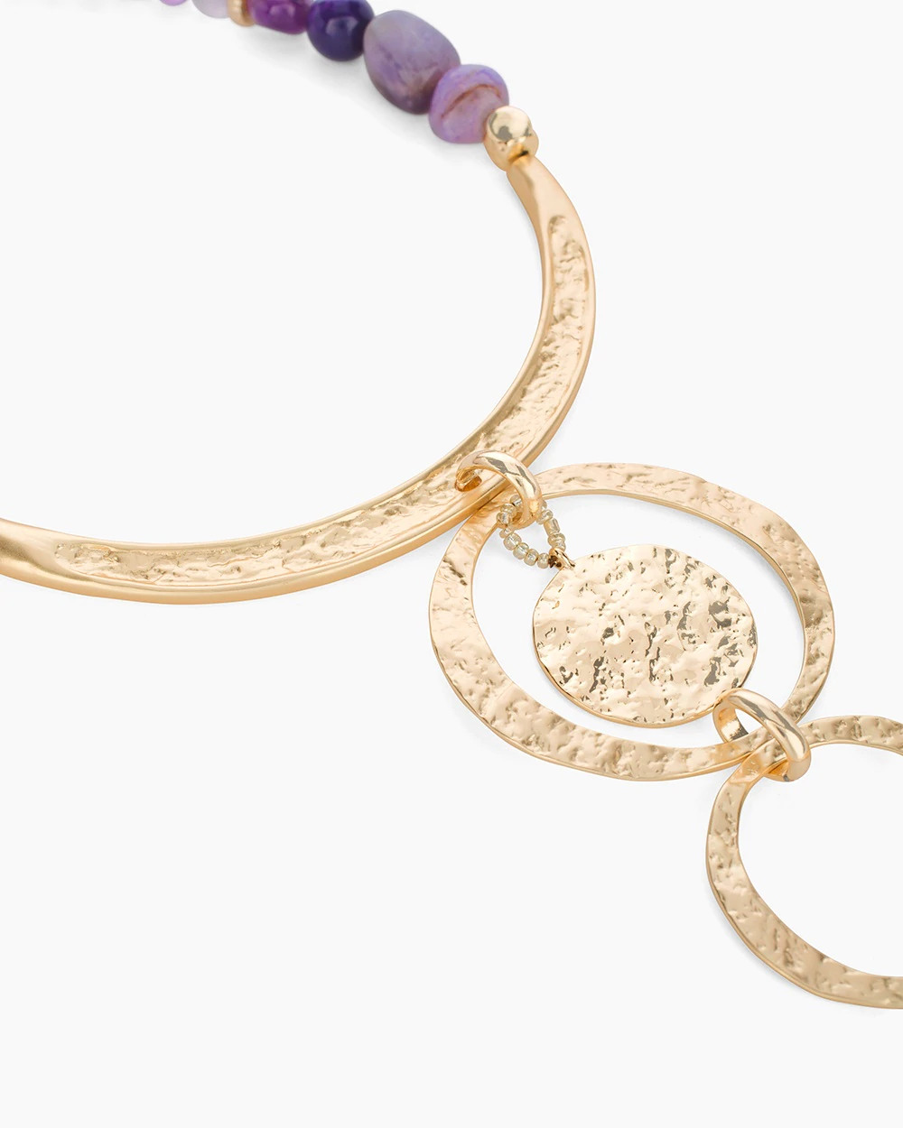 CHICO'S SHORT PURPLE STONE PENDANT NECKLACE