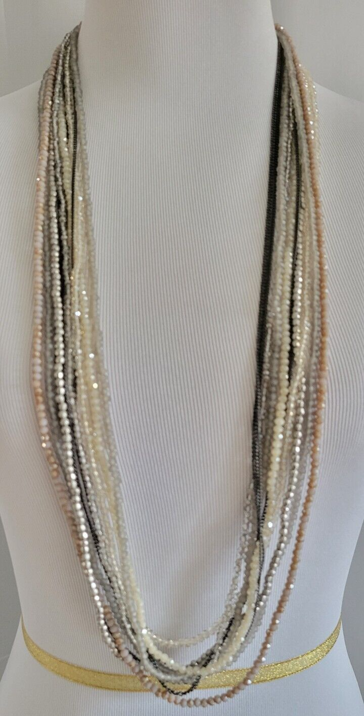 CHICO'S LONG BEADED MULTI-STRAND NECKLACE
