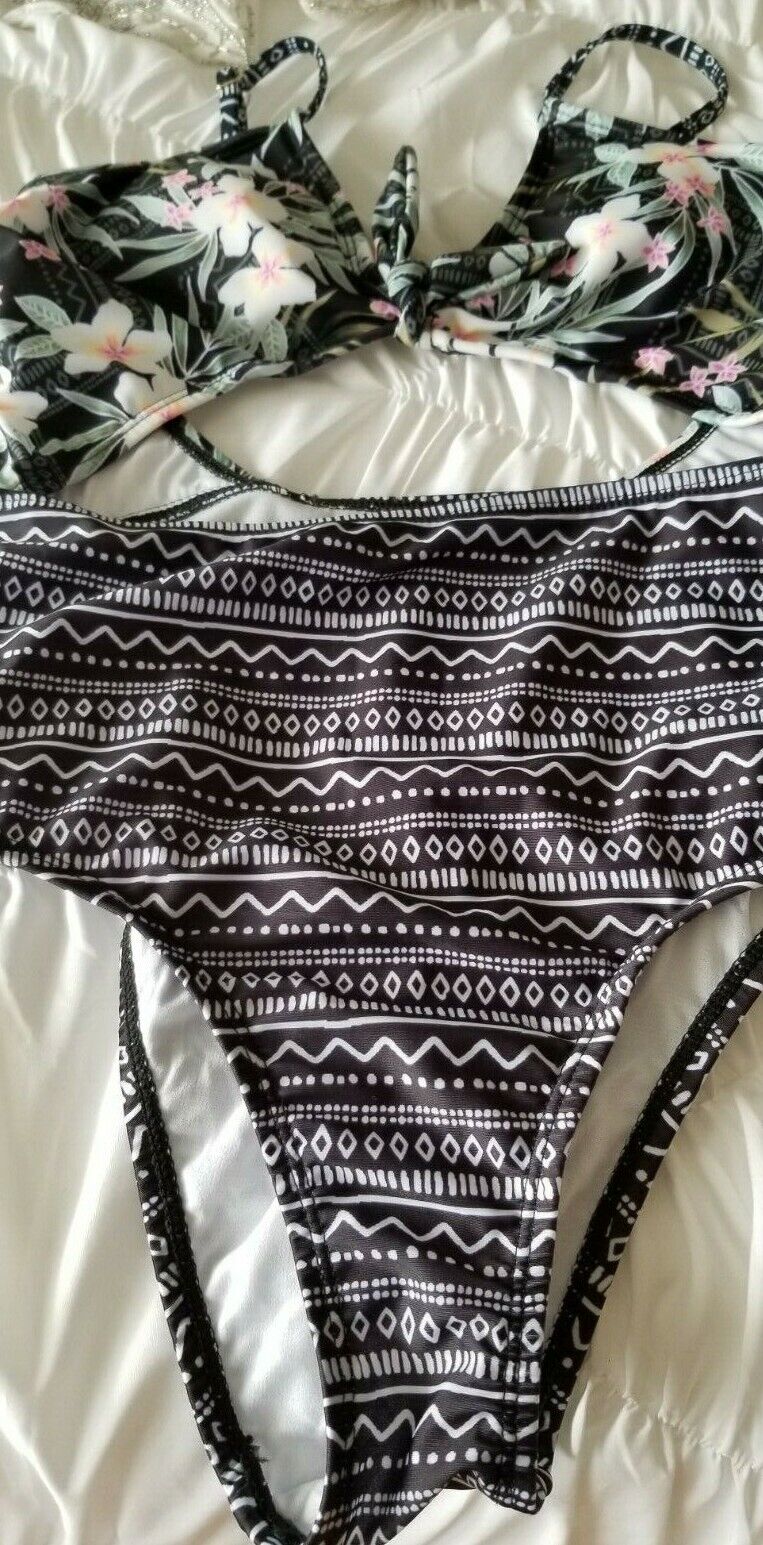 DRY GOODS Floral Tribal Cut Out Swimsuit
